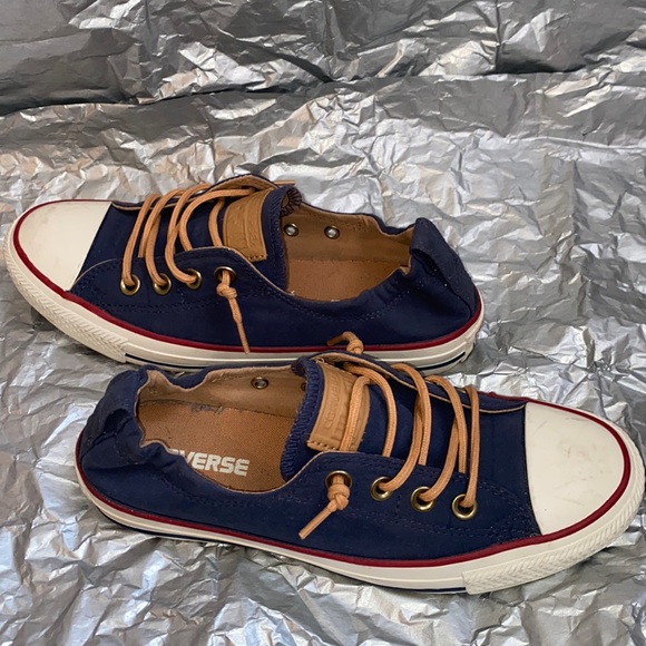 Navy blue, red and white converse. Worn four times.❤️ - Picture 1 of 7